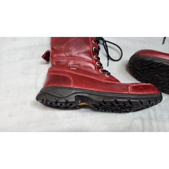 UGG Mens 9.5 Red Burgundy Genuine Leather Insulated Adirondack Boots - Picture 3 of 9